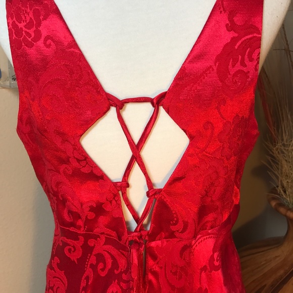 Red Satin Cocktail Christmas Dress Rampage Valentine’s Day Damask Corset Back 11 - Picture 5 of 7